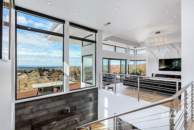 interior space with an inviting chandelier