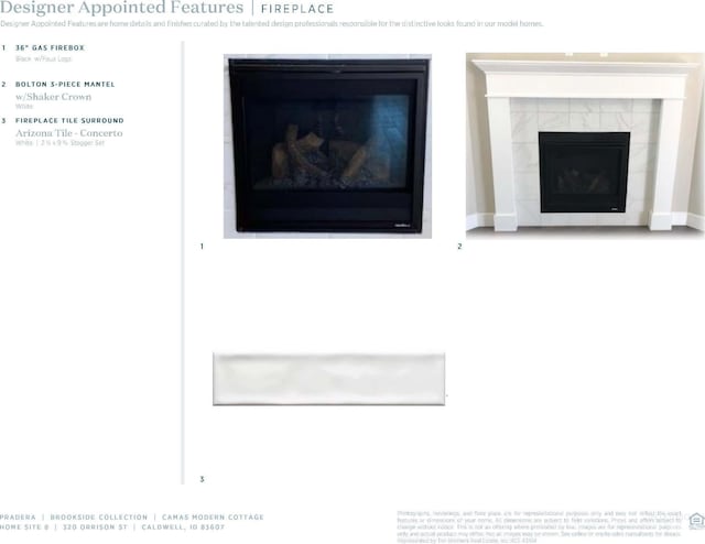 room details with a tiled fireplace