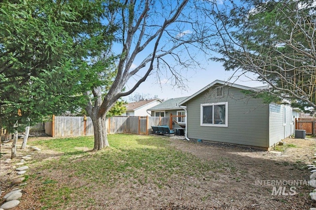 view of yard featuring a fenced backyard