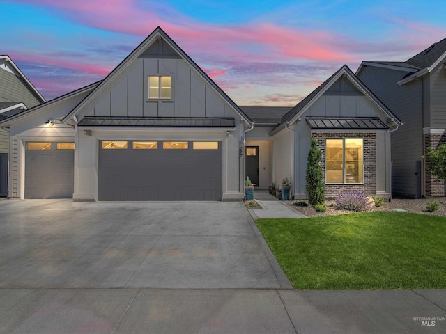 10366 Loneleaf Dr, Nampa, ID 83687 - modern farmhouse style home featuring board and batten siding, an attached garage, and driveway