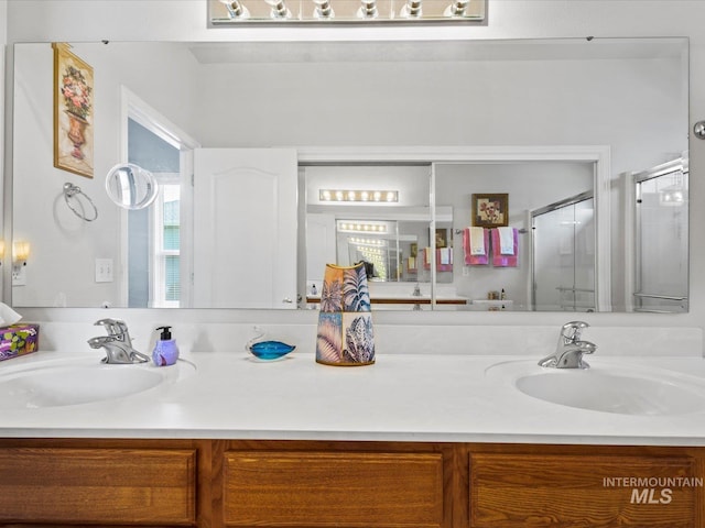 3369 W Monessen Ln, Meridian, ID 83646 - bathroom with vanity and a stall shower