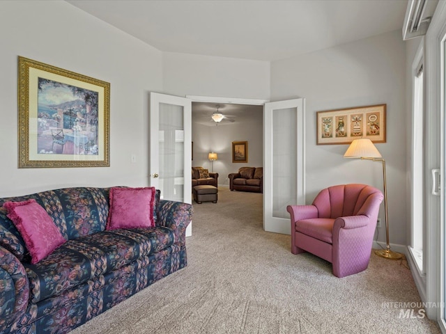 3369 W Monessen Ln, Meridian, ID 83646 - carpeted living room with french doors