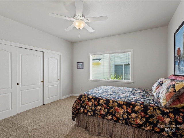 3369 W Monessen Ln, Meridian, ID 83646 - carpeted bedroom with ceiling fan and a closet