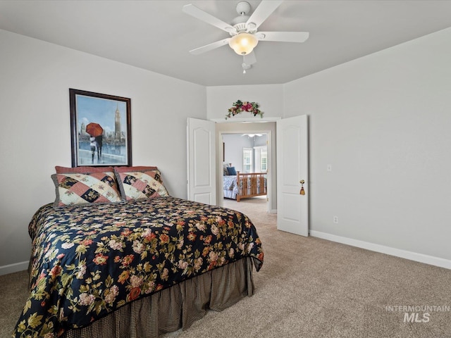 3369 W Monessen Ln, Meridian, ID 83646 - bedroom featuring light carpet and ceiling fan