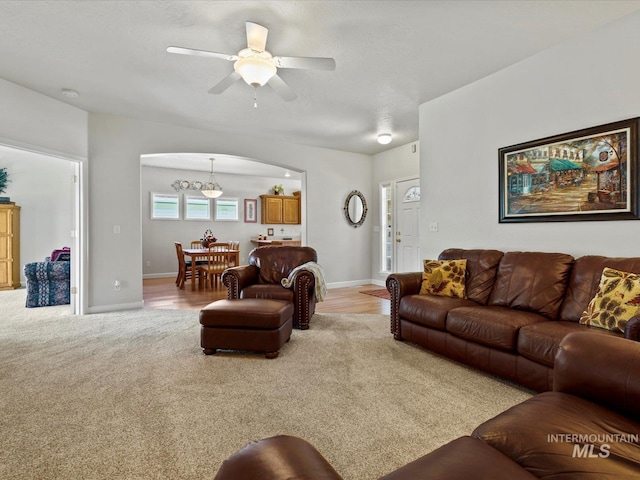 3369 W Monessen Ln, Meridian, ID 83646 - living room featuring carpet flooring and a ceiling fan