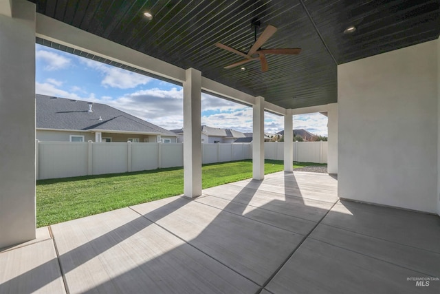 view of patio / terrace featuring ceiling fan