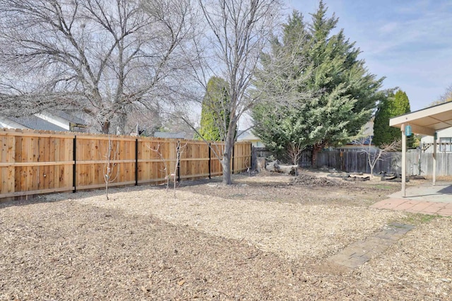 view of yard featuring a fenced backyard