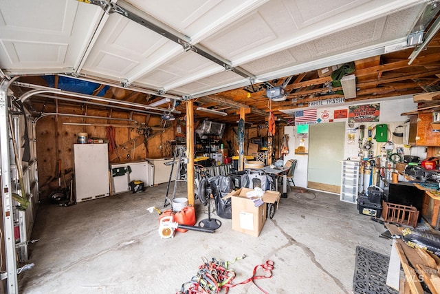 garage with a garage door opener