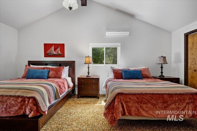 108 Panorama Dr, Cascade, ID 83611 - carpeted bedroom with an AC wall unit and high vaulted ceiling