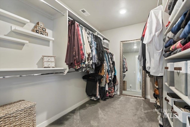 walk in closet with carpet