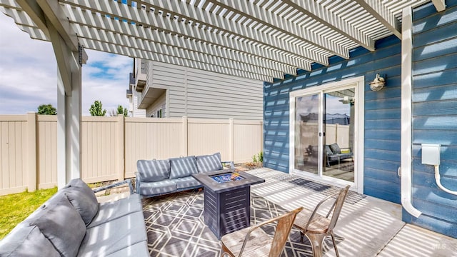 161 S Baraya Way, Meridian, ID 83642 - deck with an outdoor living space with a fire pit and a pergola
