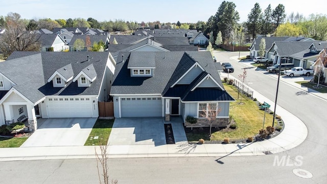 aerial view with a residential view