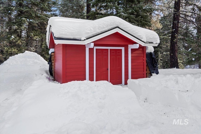 view of snow covered structure