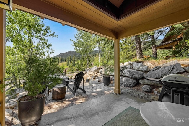 7 Golden Bench Ct, Donnelly, ID 83615 - view of patio with a mountain view and area for grilling