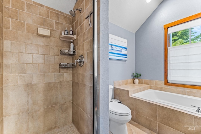 7 Golden Bench Ct, Donnelly, ID 83615 - full bath with a shower stall, vaulted ceiling, and a bath