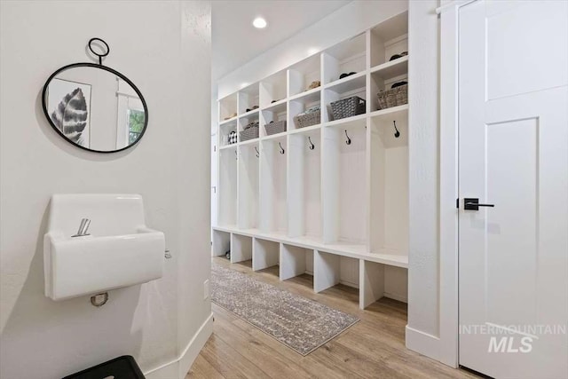 mudroom featuring light hardwood / wood-style floors