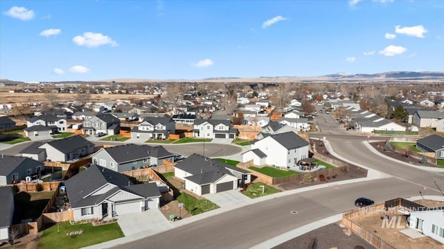 bird's eye view with a mountain view