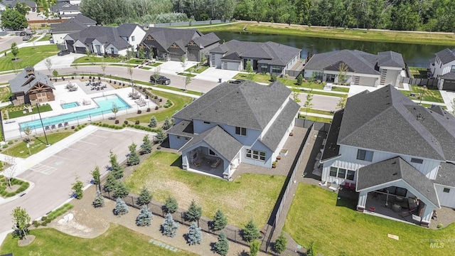 125 S Eagles Roost Way, Eagle, ID 83616 - aerial view of residential area with a nearby body of water and a pool area