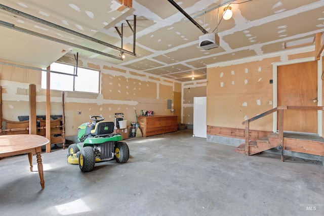 garage with a garage door opener