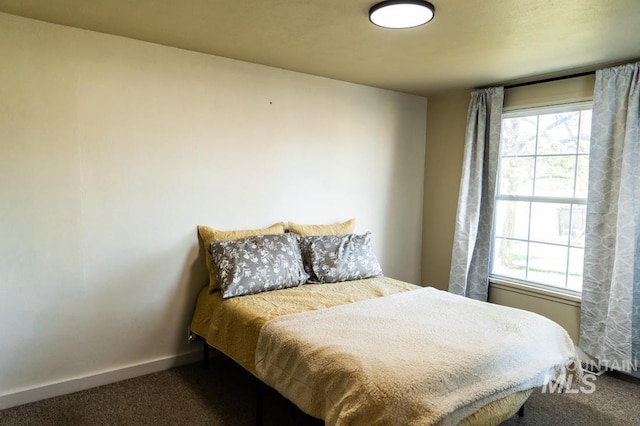 carpeted bedroom with multiple windows and baseboards