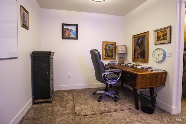 office space featuring dark carpet