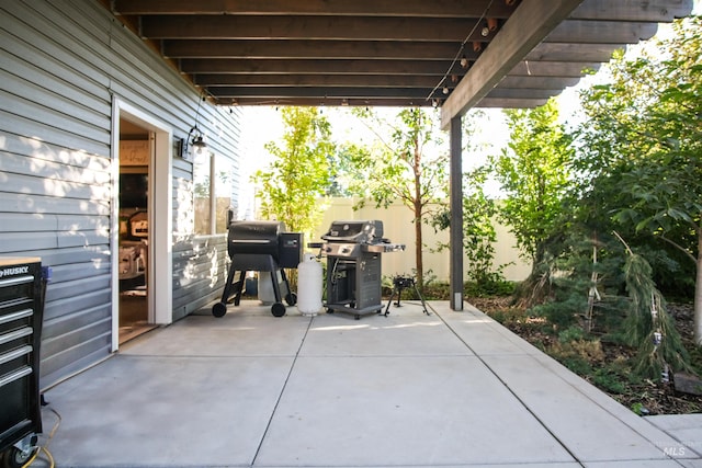 view of patio / terrace featuring a grill