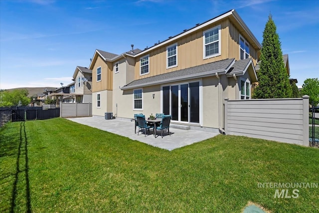 3631 S Pheasant Tail Way, Boise, ID 83716 - back of property with a patio, board and batten siding, cooling unit, and stucco siding