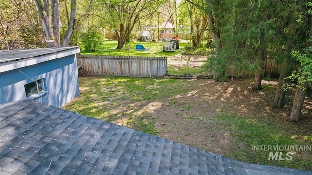view of yard featuring a fenced backyard