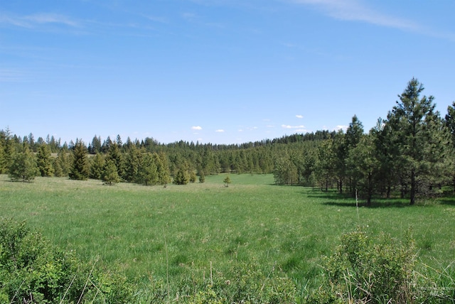view of wooded area with a view of countryside