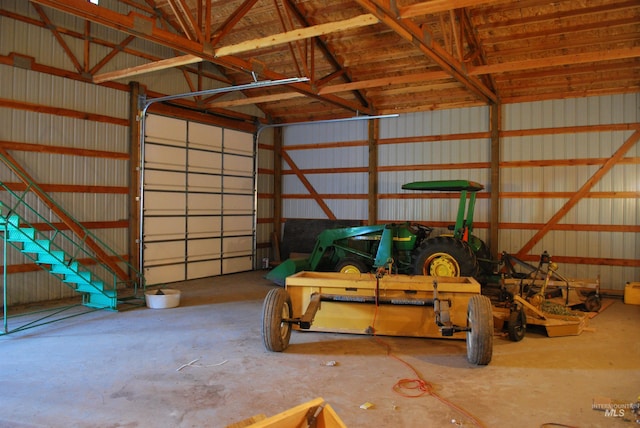 garage featuring metal wall