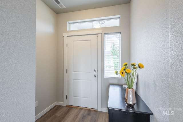 8228 S Bogus Ridge Ave, Boise, ID 83716 - foyer entrance with wood finished floors, baseboards, and a textured wall