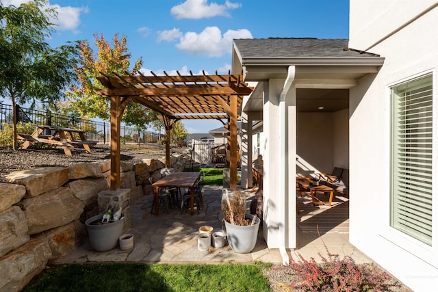 view of patio with a pergola