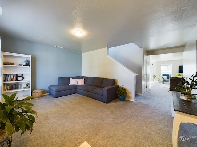 5122 Allentown St, Caldwell, ID 83605 - living room featuring carpet flooring, a textured ceiling, and baseboards
