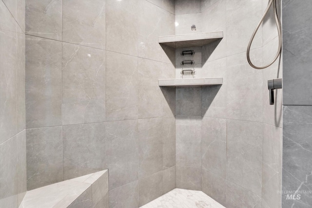 interior details with tiled shower