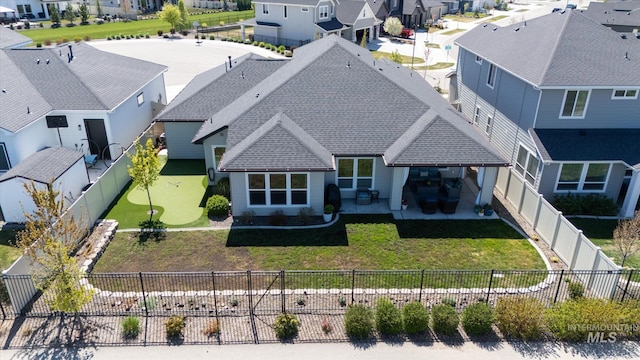drone / aerial view featuring a residential view