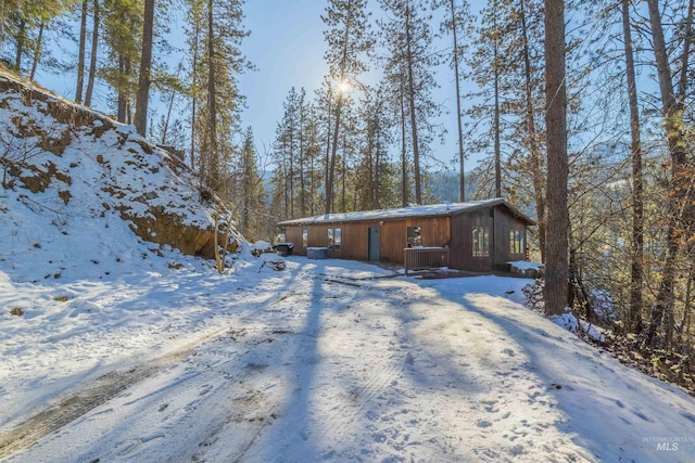 view of snow covered exterior