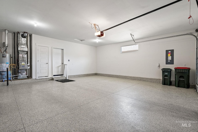 1457 Summerheights, Meridian, ID 83646 - garage with gas water heater, a garage door opener, baseboards, heating unit, and electric panel