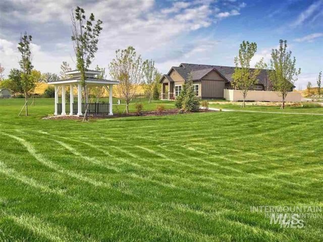 view of yard with a gazebo