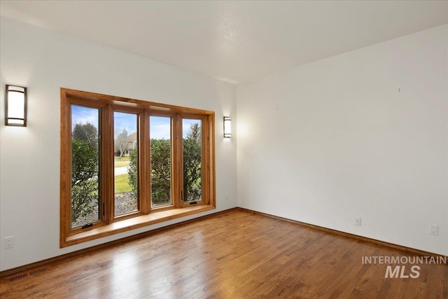 empty room featuring wood-type flooring and a wealth of natural light