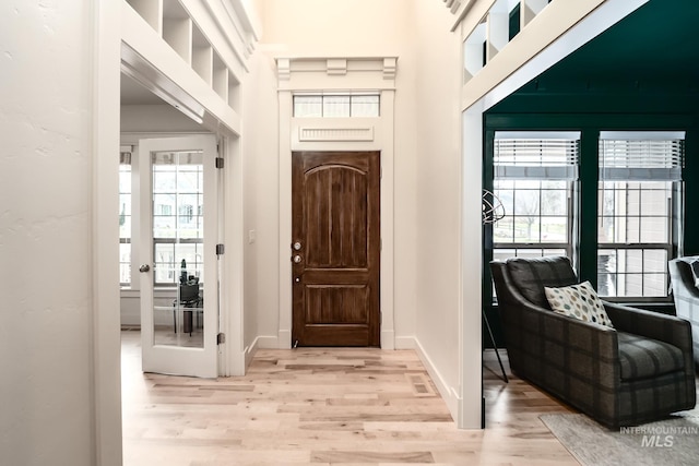 interior space with light hardwood / wood-style floors