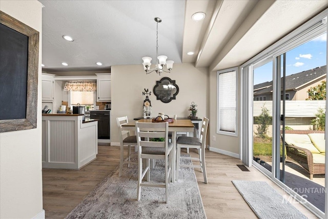 1902 E Birchwood Dr, Eagle, ID 83616 - dining space with a chandelier, plenty of natural light, light wood-style floors, and recessed lighting