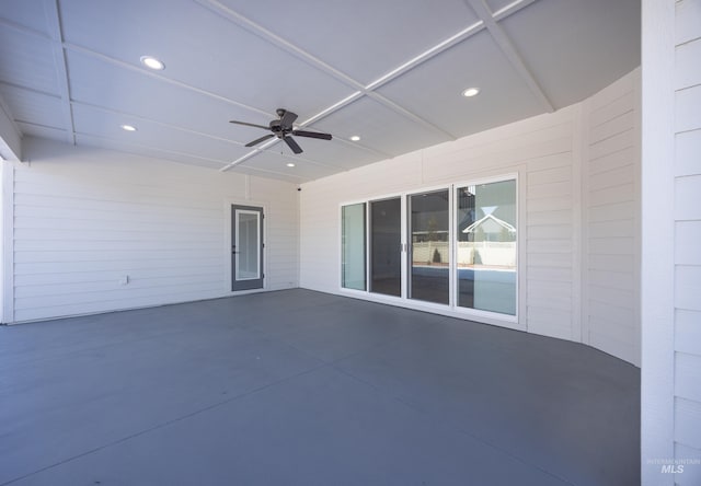 view of patio with ceiling fan