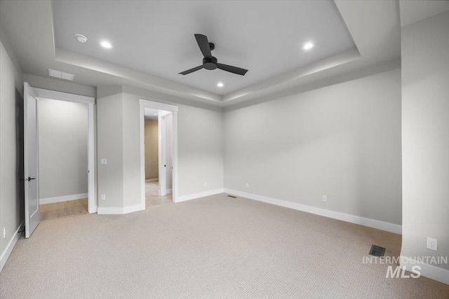 20042 N Swire Green Way Unit 459, Boise, ID 83714 - unfurnished bedroom with a raised ceiling, recessed lighting, carpet flooring, baseboards, and ceiling fan