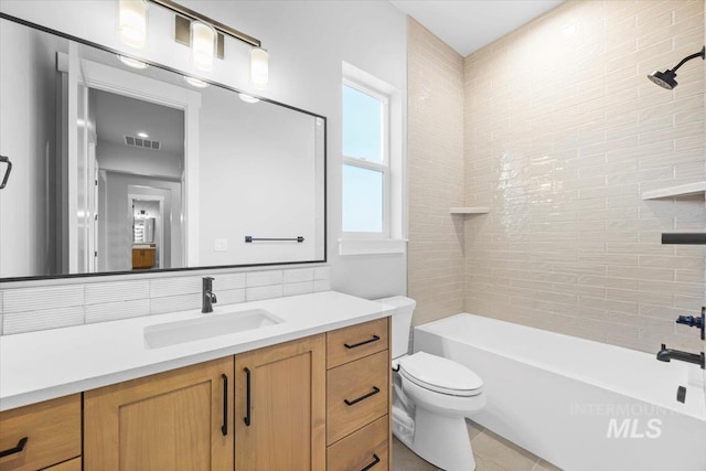 20042 N Swire Green Way Unit 459, Boise, ID 83714 - bathroom featuring vanity, toilet, shower / bath combination, and tile patterned floors