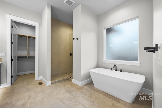 20042 N Swire Green Way Unit 459, Boise, ID 83714 - full bathroom featuring a soaking tub, tiled shower, baseboards, and a walk in closet