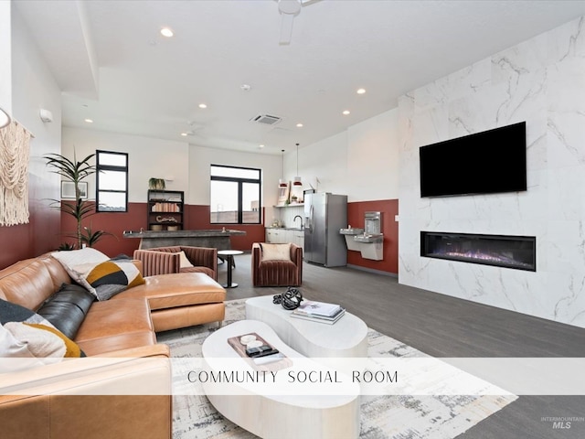 4184 E Haystack St Unit 206, Boise, ID 83716 - living room featuring recessed lighting and a high end fireplace