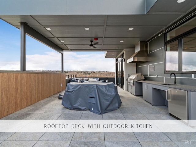 4184 E Haystack St Unit 206, Boise, ID 83716 - view of patio / terrace with a sink and a ceiling fan