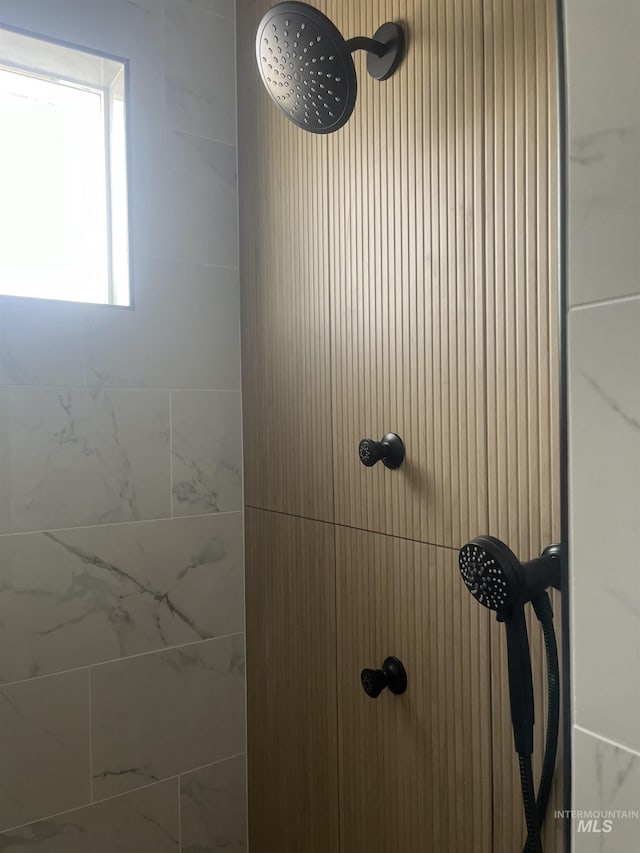 interior details with tiled shower