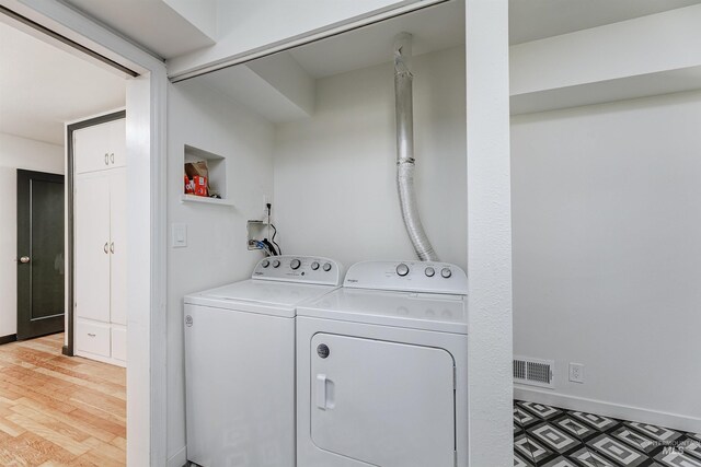 1706 Hervey, Boise, ID 83705 - laundry room with separate washer and dryer, laundry area, baseboards, and visible vents