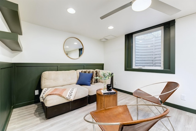 1706 Hervey, Boise, ID 83705 - living area featuring a ceiling fan, recessed lighting, and light wood-type flooring